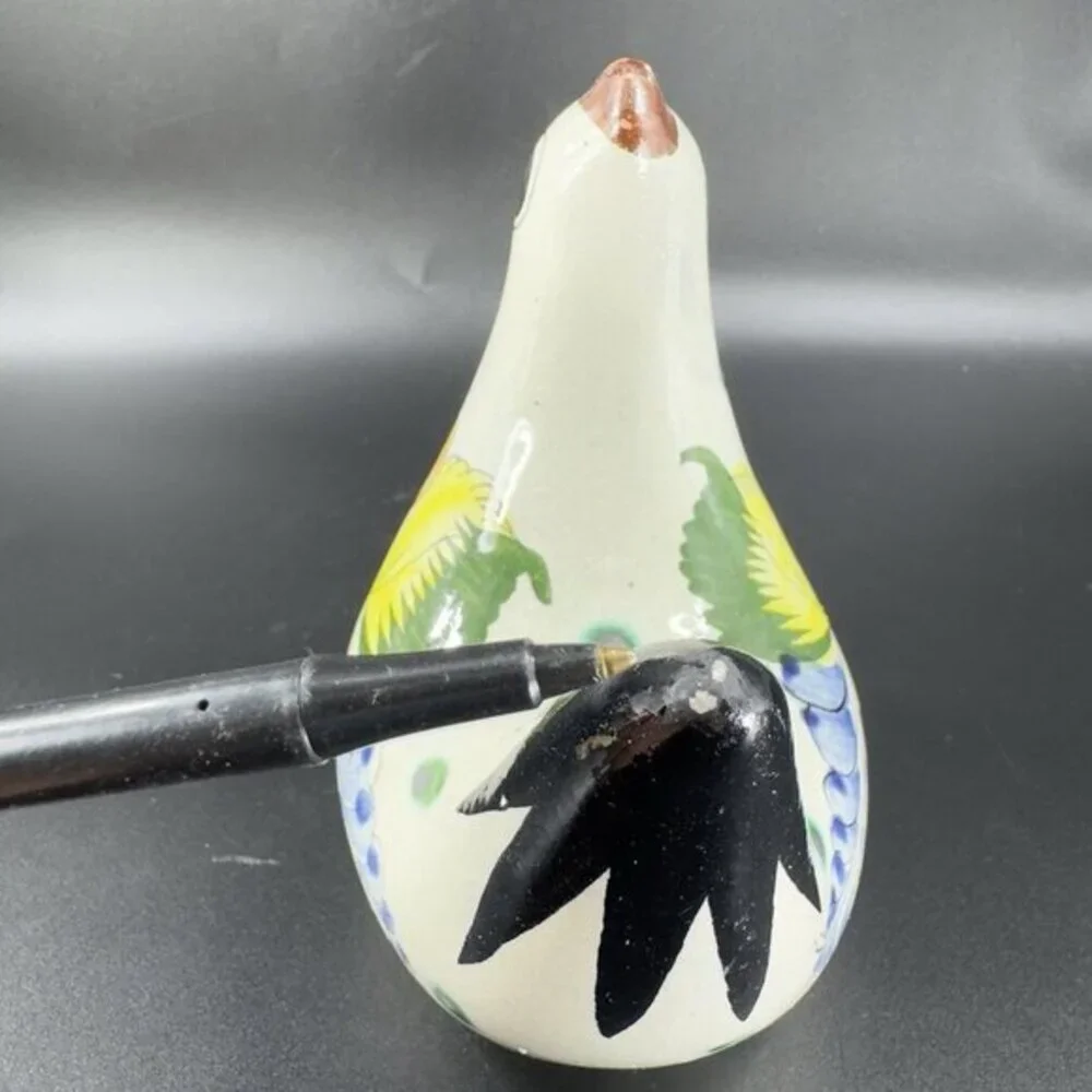 VTG Tonala Mexico Folk Art Pottery Chicken Rooster Hand Painted Figurine‎ Signed